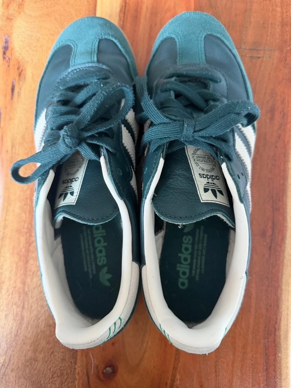 adidas Womens Samba Sneakers in Forest Green and Cream - Picture 4 of 5